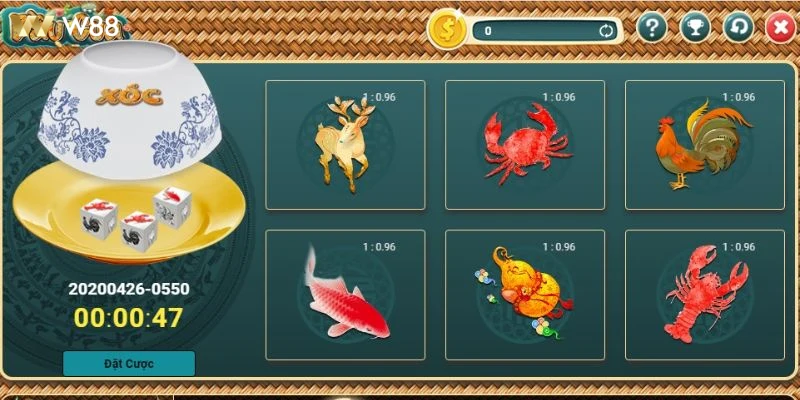 Hình ảnh người chơi trải nghiệm Bầu Cua Tôm Cá W88 vui nhộn